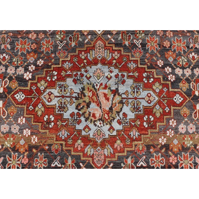 Black Antique Persian Tribal Design Bakhtiari Rug in Multi Colors by Keivan Woven Arts For Sale - Image 8 of 14