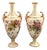 Blush Ivory Porcelain Vases with Floral Decoration from Royal Worcester, 1890s, Set of 2 For Sale