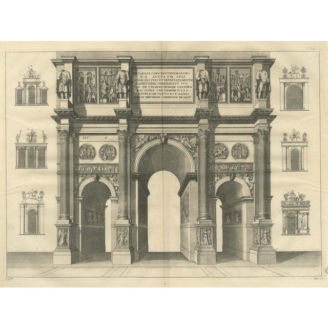 Brown Bernard de Montfaucon, Arch of Constantine in Full Elevation with Six Small Arches, 1722, Engraving For Sale - Image 8 of 8