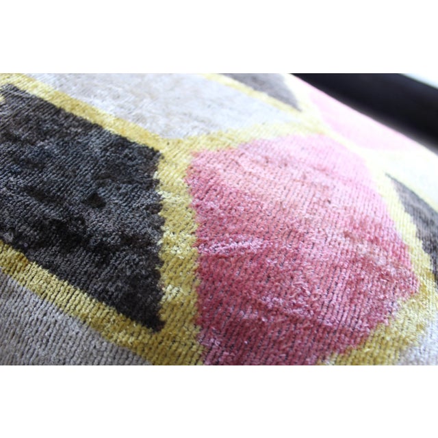 Textile Contemporary Multi Color Handmade Velvet Ikat Pillow For Sale - Image 7 of 13