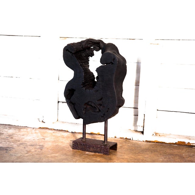 Devi Collection Yakisugi Modern Organic Black Wood Sculpture For Sale - Image 4 of 8