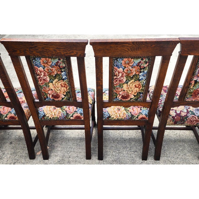 Antique English Oak Dining Chairs 1800s Set of 6 For Sale - Image 9 of 16