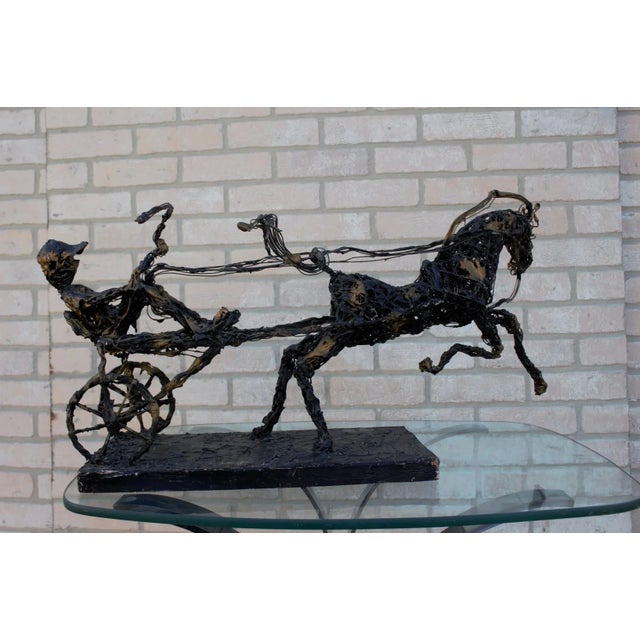 Mid 20th Century Vintage Paco Valle Horse and Rider Wireframe Brutalist Sculpture For Sale - Image 5 of 10