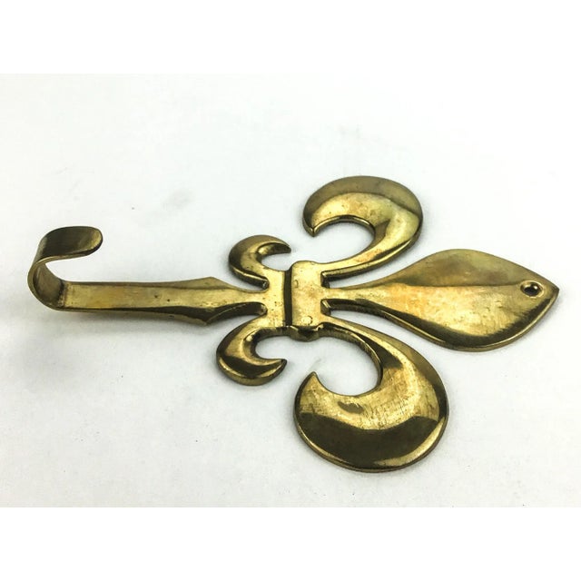Art Nouveau Solid Brass Fluer De Lis Wall Hook For Sale - Image 3 of 6