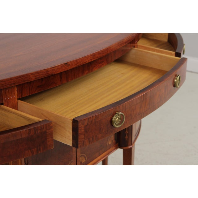 1970s Federal Style D-Shape Walnut Inlaid Demi-Lune Server Sideboard For Sale - Image 5 of 18