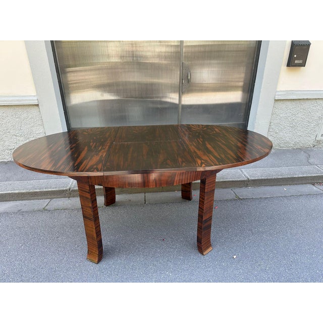 Extendable Oval Table in Zebrano Wood and Briar, 1930s For Sale - Image 9 of 13
