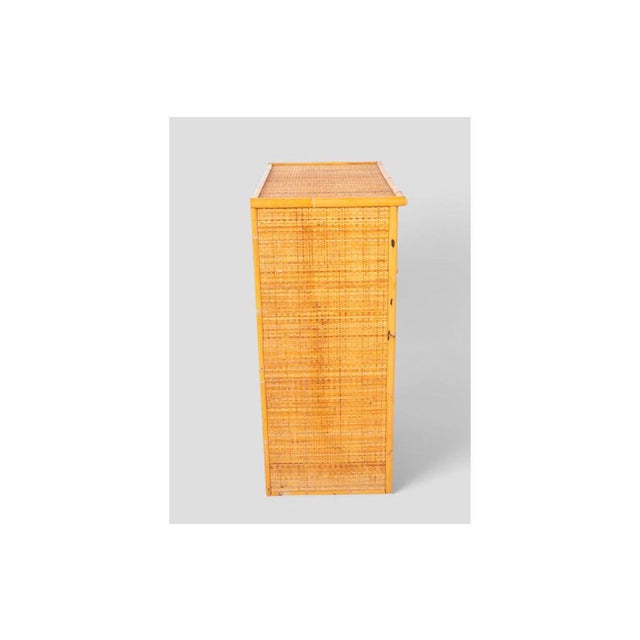 Vintage Bamboo and Woven Rattan Chest of 5 Drawers, 1970s For Sale - Image 4 of 11
