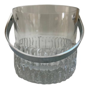 Mid-Century Modern French Crystal Ice Bucket W/ Icicle Design Exterior