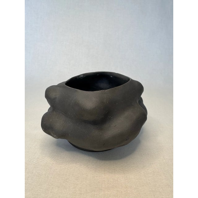 Contemporary Abstract Modern Studio Art Black Pottery Planter For Sale - Image 3 of 9