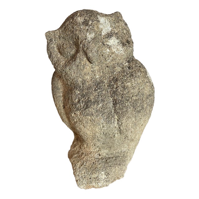Large Owl Garden Ornament in Reconstituted Stone, 1950s For Sale