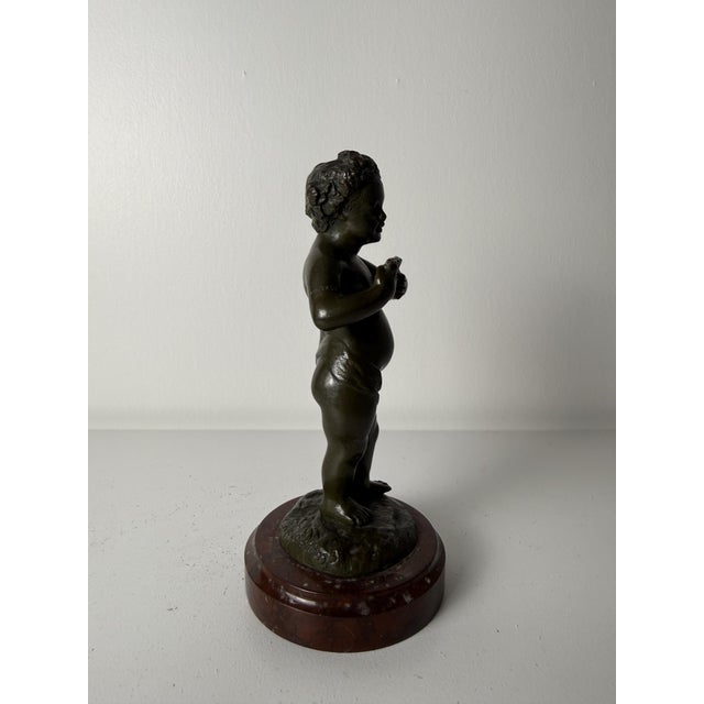 Clodion, Small Sculpture Depicting Cupid, 1700, Bronze on Marble Base For Sale - Image 3 of 16