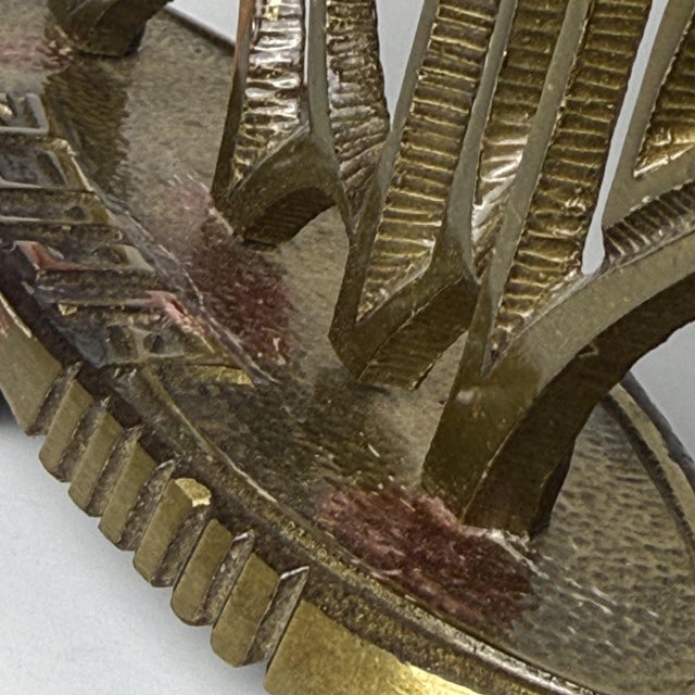 Mid-Century Oppenheim Israel Cast Brass Hanukkah Menorah For Sale - Image 9 of 9