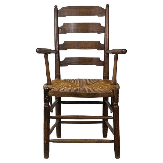 French Wood Oak and Straw Chair with Armrests Decorations, 1890s For Sale - Image 18 of 18