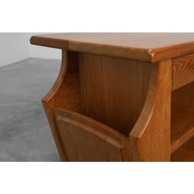 Brown Mid-Century Modern French Blonde Oak Side Table, 1980s For Sale - Image 8 of 11