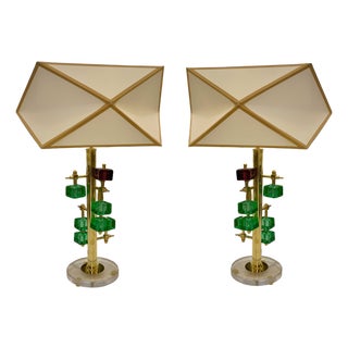 Murano Glass Cactus Lamps, 1970s, Set of 2 For Sale