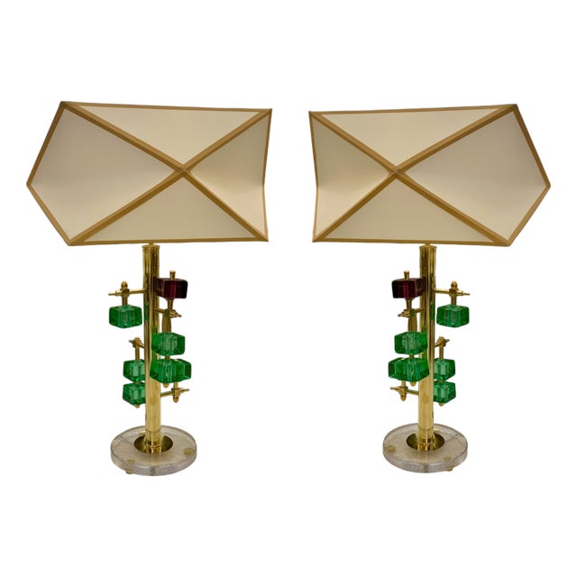 Murano Glass Cactus Lamps, 1970s, Set of 2 For Sale
