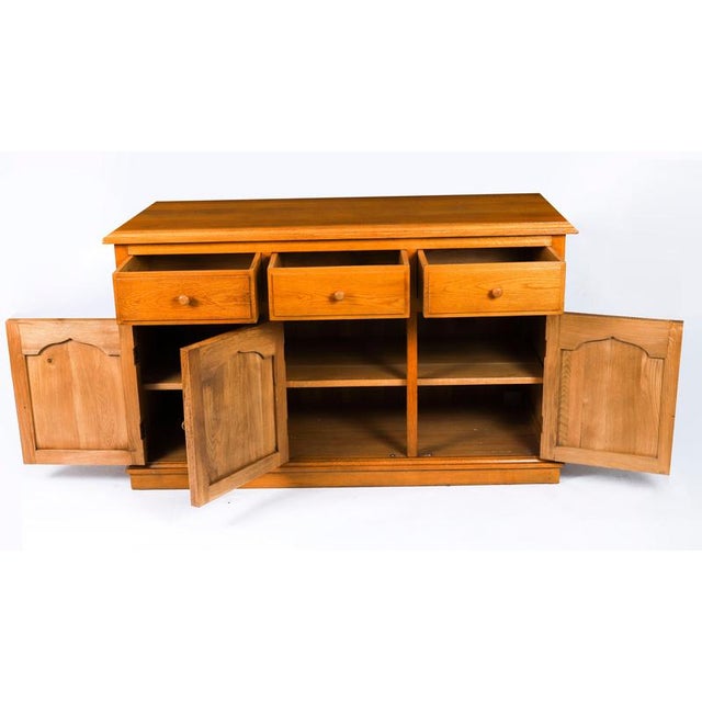 Vintage Oak Panelled Three Door Sideboard For Sale - Image 3 of 16