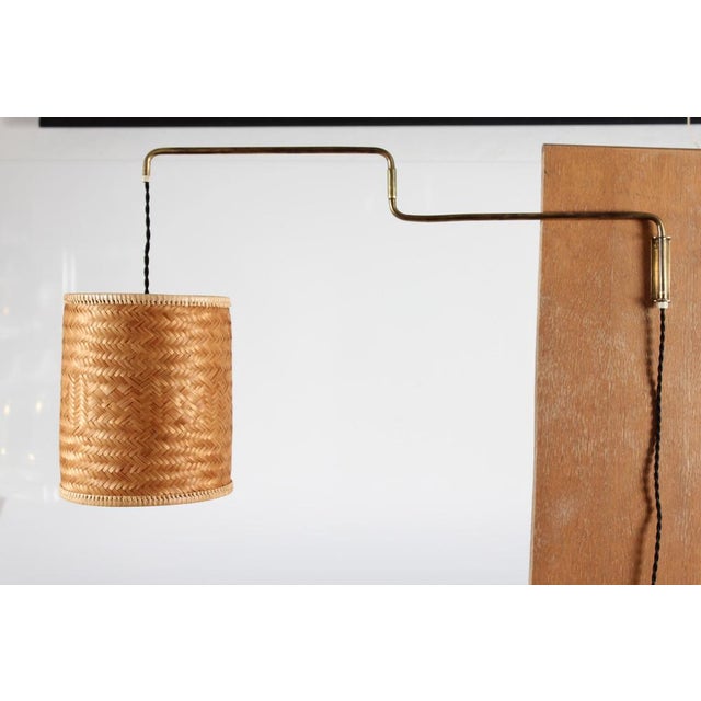 Flexible Wall Light in Brass and Cane in the style of Paavo Tynell, Denmark, 1950s For Sale - Image 15 of 15
