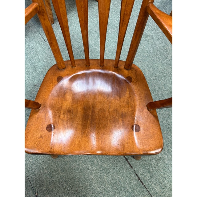 Cushman of Vermont 1930s Cushman Colonial Creations Searsburg Rock Maple Arm Chairs Set of 6 For Sale - Image 4 of 12