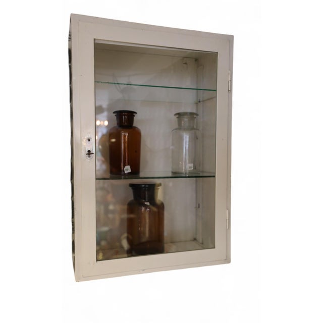 Sheet Metal and Glass Wall Mounted Medicine Cabinet, 1940s For Sale - Image 6 of 7