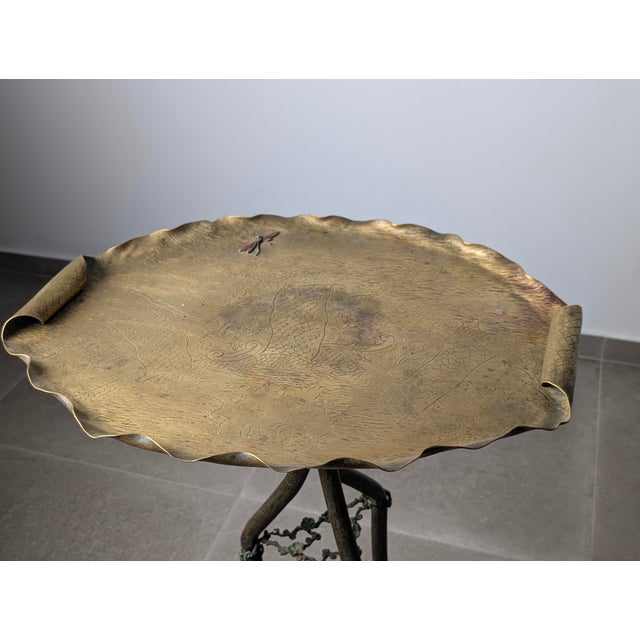 Art Nouveau Japanese Table Bronze and Brass with Dragonfly Motif, 1920s For Sale - Image 10 of 18