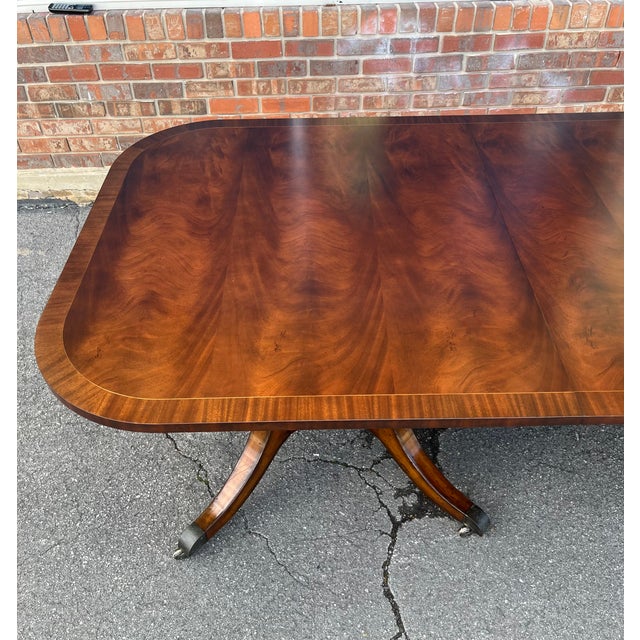 Traditional Late 20th Century Regency Style Flame Mahogany Dining Table Attributed to Maitland-Smith For Sale - Image 3 of 18
