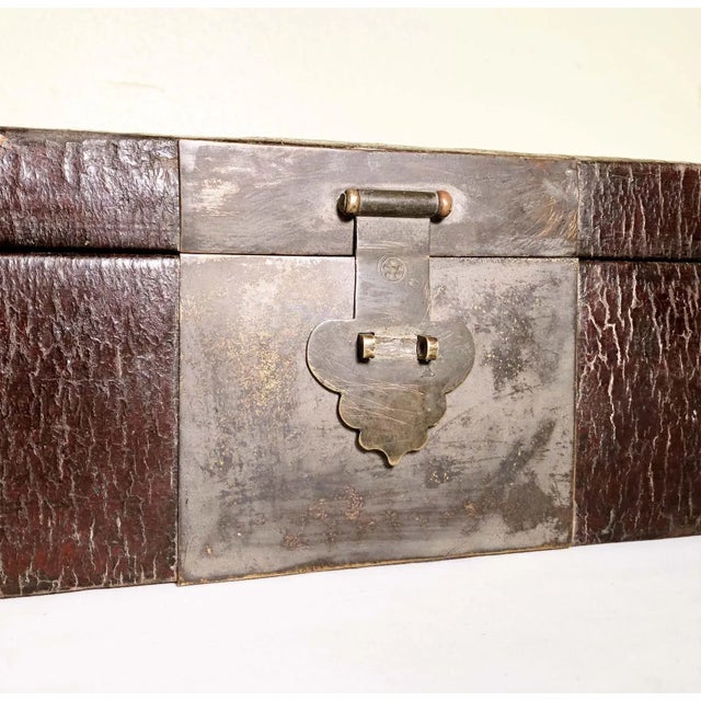 Asian Antique Chinese Leather Box, Circa mid of 19th Century For Sale - Image 3 of 11