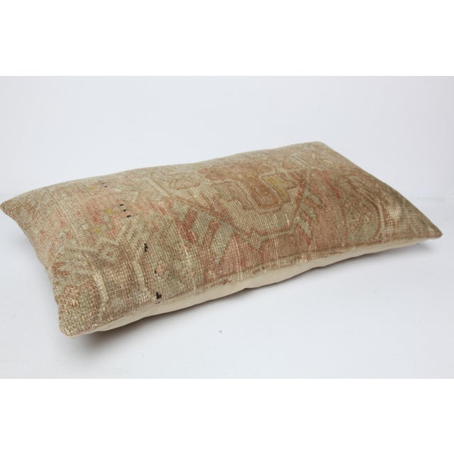 Contemporary Decorative Muted Tones Vintage Rug Lumbar Cushion Pillow Cover -16'' X 29'' For Sale - Image 3 of 9
