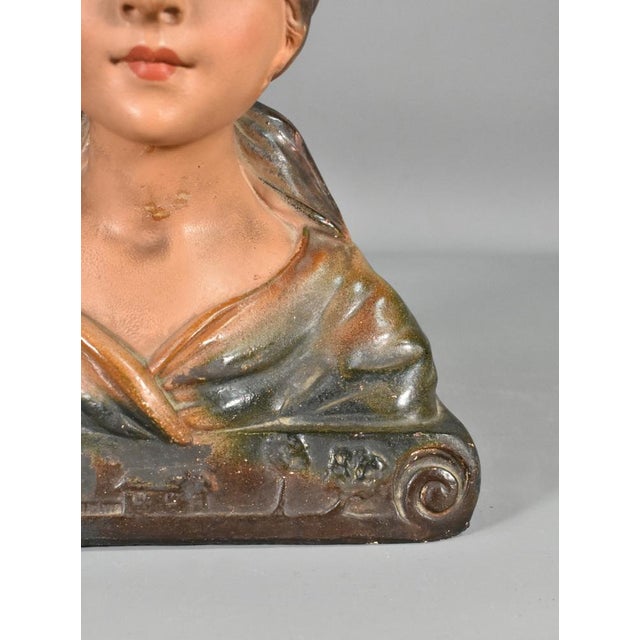 Antique French Bust of Young Girl in Plaster, 1910s For Sale - Image 9 of 16