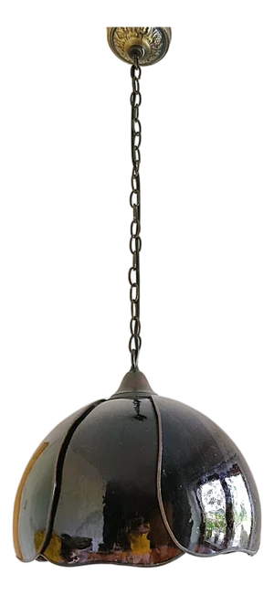 Vintage Glass Lotus Hanging Lamp, 1950s