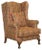 Vintage Wingback Armchair with Claw & Ball Feet and Kilim Style Upholstery For Sale