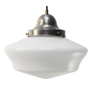 French White Semi-Matt Opaline Glass Pendant Lamp For Sale