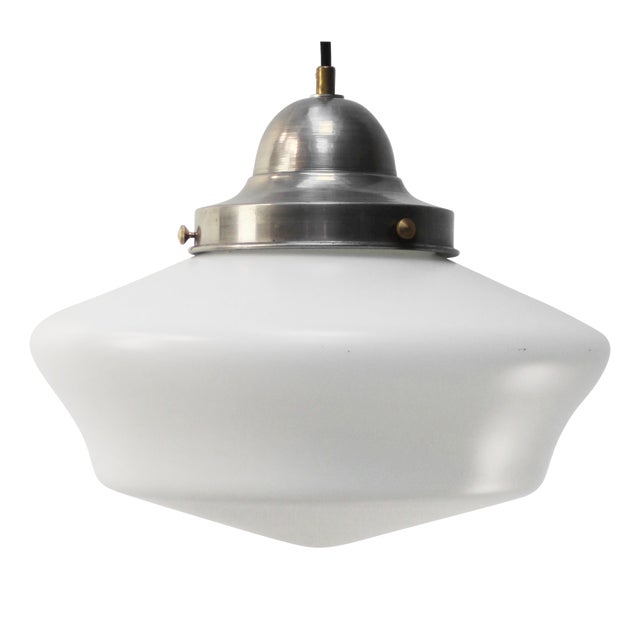 French White Semi-Matt Opaline Glass Pendant Lamp For Sale