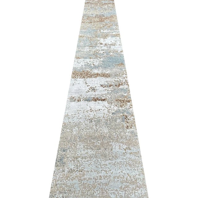 Exact Size: 2'5" x 19'10" Color: Blue Age: New Materials: Wool Construction: Hand Knotted Origin: India