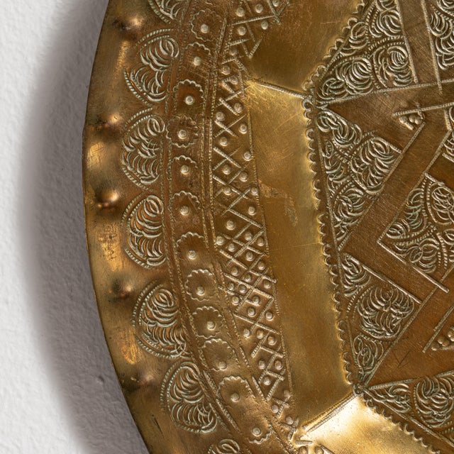 Metal Mid 20th Century Morocco Brass Tray For Sale - Image 7 of 15