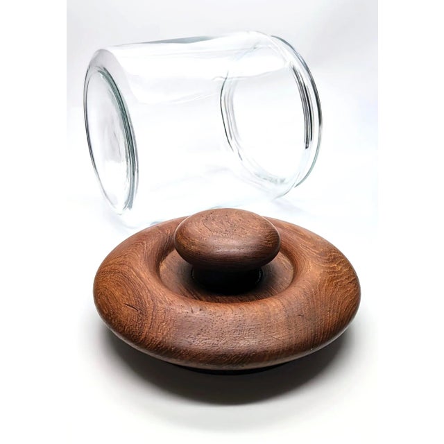 Mid-Century Modern 1970s Goodwood Glass Cookie Jar Canister With Teak Wood Lid For Sale - Image 3 of 12