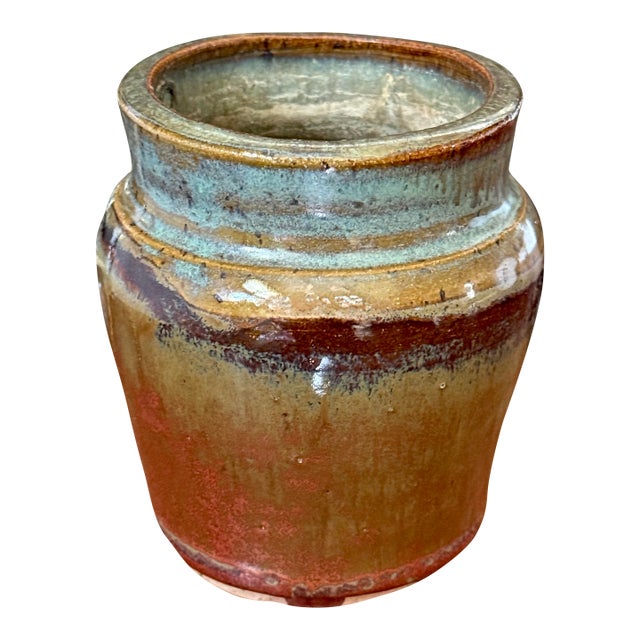 Glazed Pottery Planter Pot or Pencil Cup For Sale