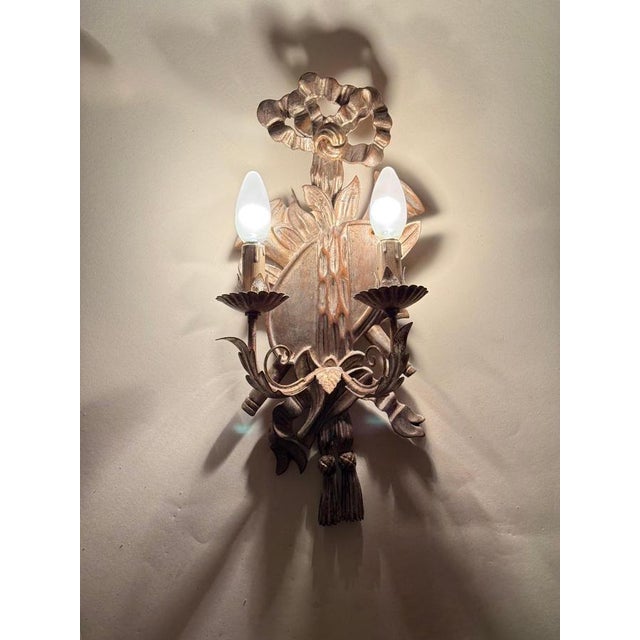 Louis XIV Silver and Wood Wall Lights, Set of 2 For Sale - Image 18 of 18