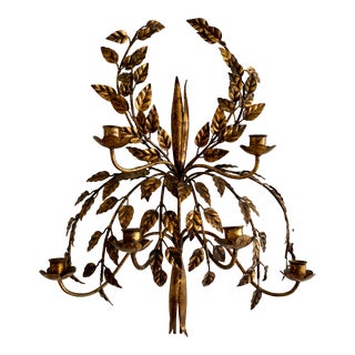 Mid-Century Gilt Italian Wall Candle Sconce For Sale