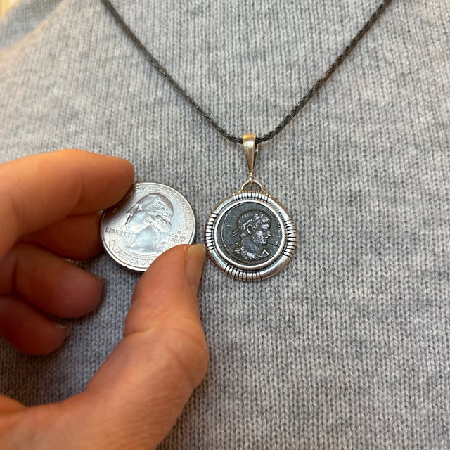 Antique Pendant of Emporer Crispus in Sterling Silver Setting For Sale In Atlanta - Image 6 of 11
