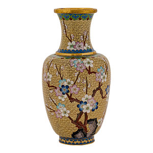 Vintage Chinese Cloisonné Brass Enamel Vase