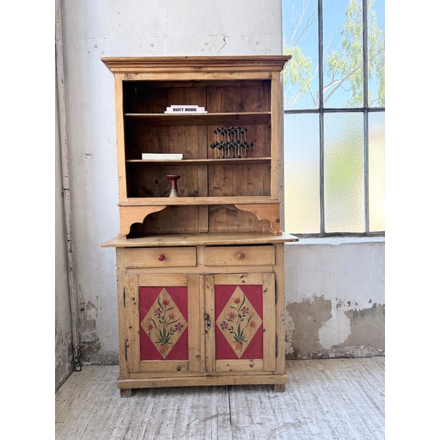 Antique Folk Art Polychrome Grocery Store Cabinet from Savoy, 1940s For Sale - Image 10 of 18