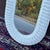 Late 20th Century Vintage Petite White Painted Woven Wicker Rattan Framed Oval Mirror For Sale - Image 5 of 11