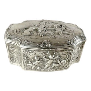 Late 19thC European Hanau Rococo Silver Trinket Box - 1 Pc For Sale
