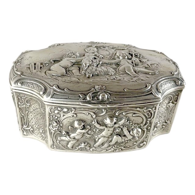 Late 19thC European Hanau Rococo Silver Trinket Box - 1 Pc For Sale