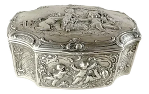 Late 19thC European Hanau Rococo Silver Trinket Box - 1 Pc