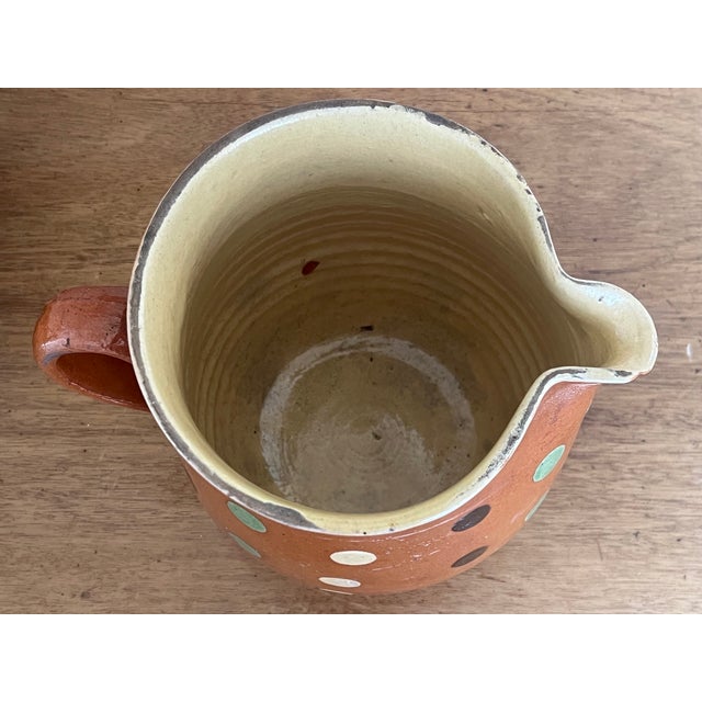 Terra Cotta Large Antique French Country Jaspe Pitcher For Sale - Image 8 of 9