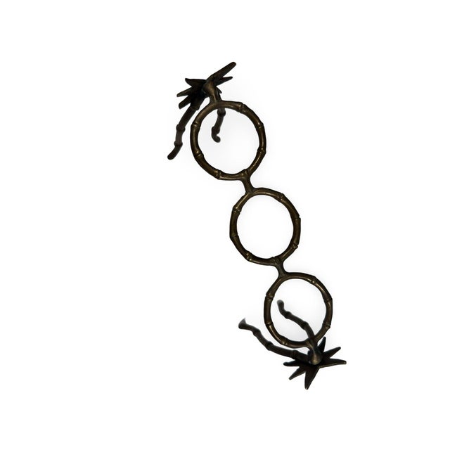 Vintage Glass Bud Vase Trio With Brass Bamboo Stand, French Style Test Tube Vases, Sculptural Floral Holder, Petite Flower Arrangement For Sale - Image 10 of 10