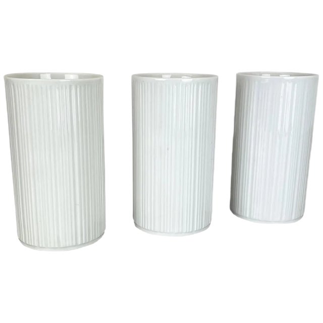 Op Art Porcelain Vases by Melitta All, Germany, 1970s, Set of 3 For Sale