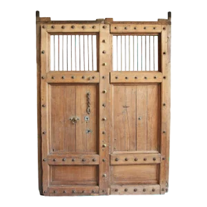Vintage Mid 20th Century India Teak & Iron Doors